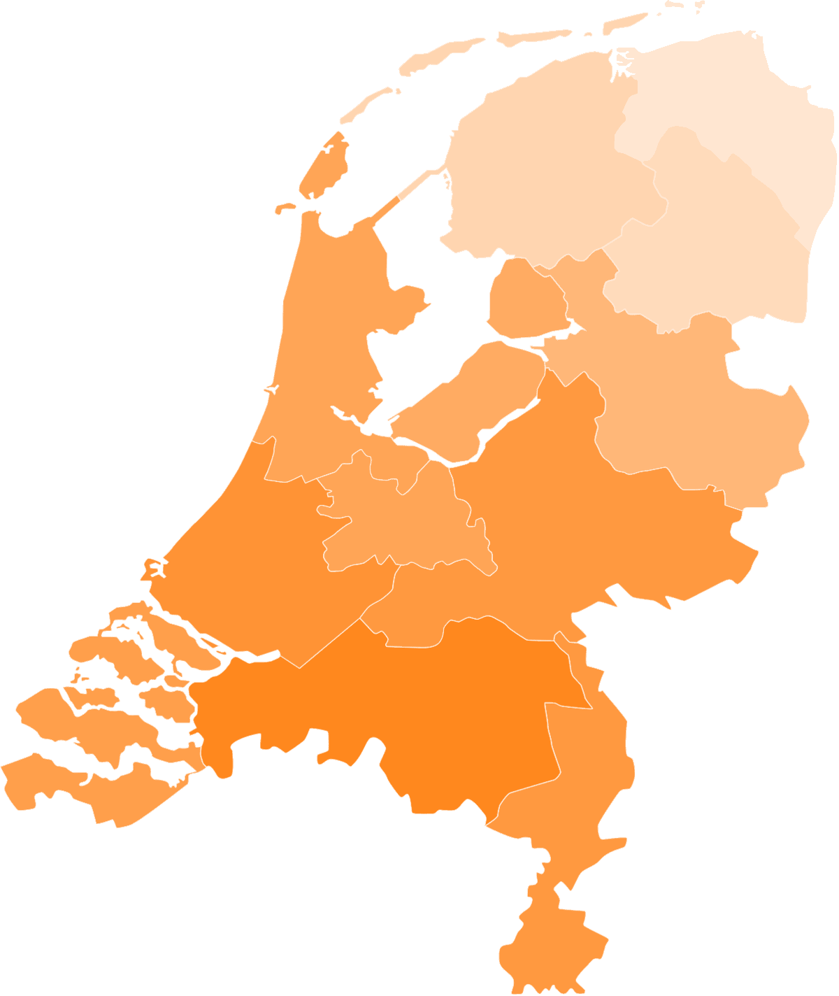 Oranje landkaart van Nederland met de vraag: Hoe lang kan een ex de verkoop van een huis tegenhouden? Symbool voor problemen bij scheiding en gezamenlijke woningverkoop.